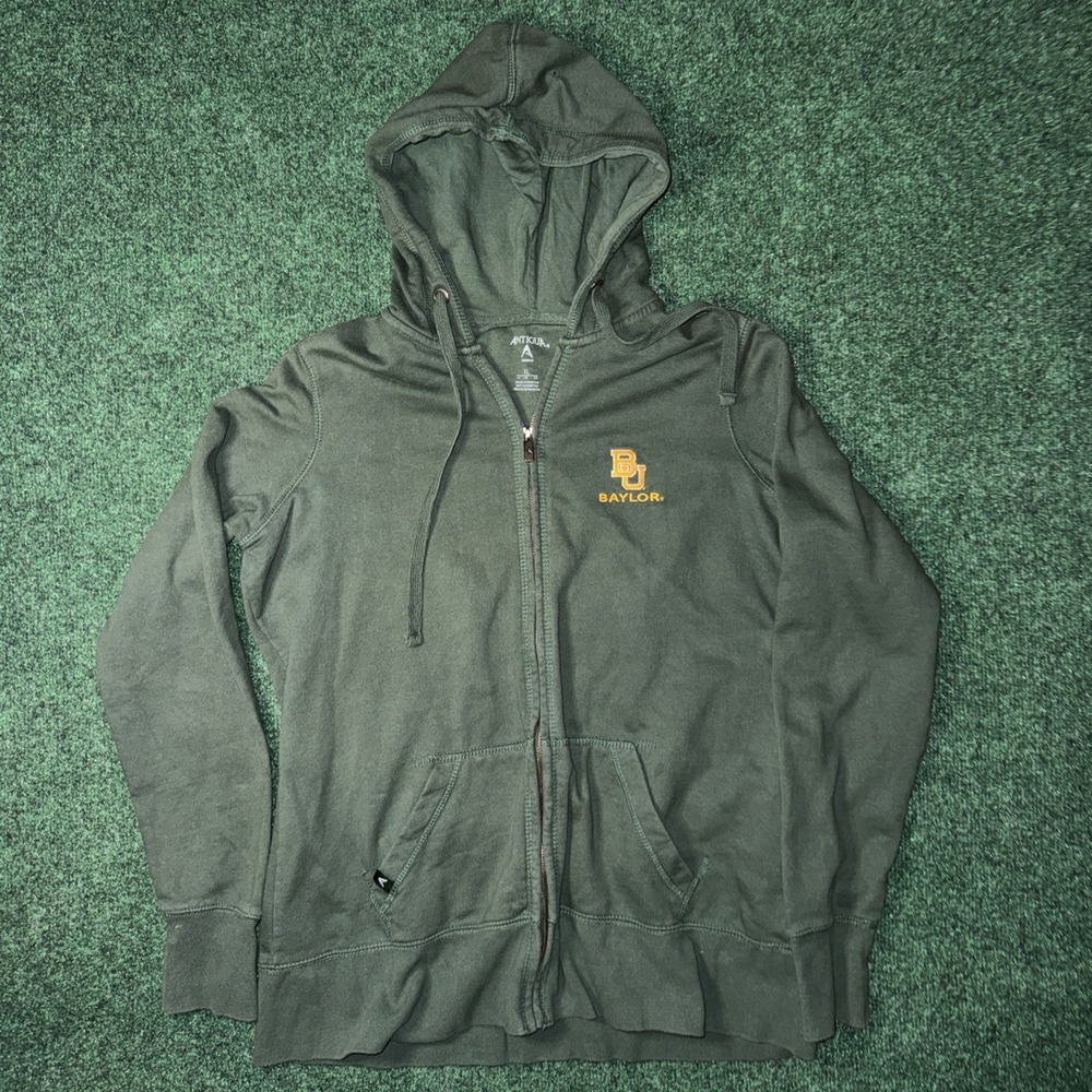 Baylor Men's Green Embroidered Full Zip Hoodie‎ Size XL S36